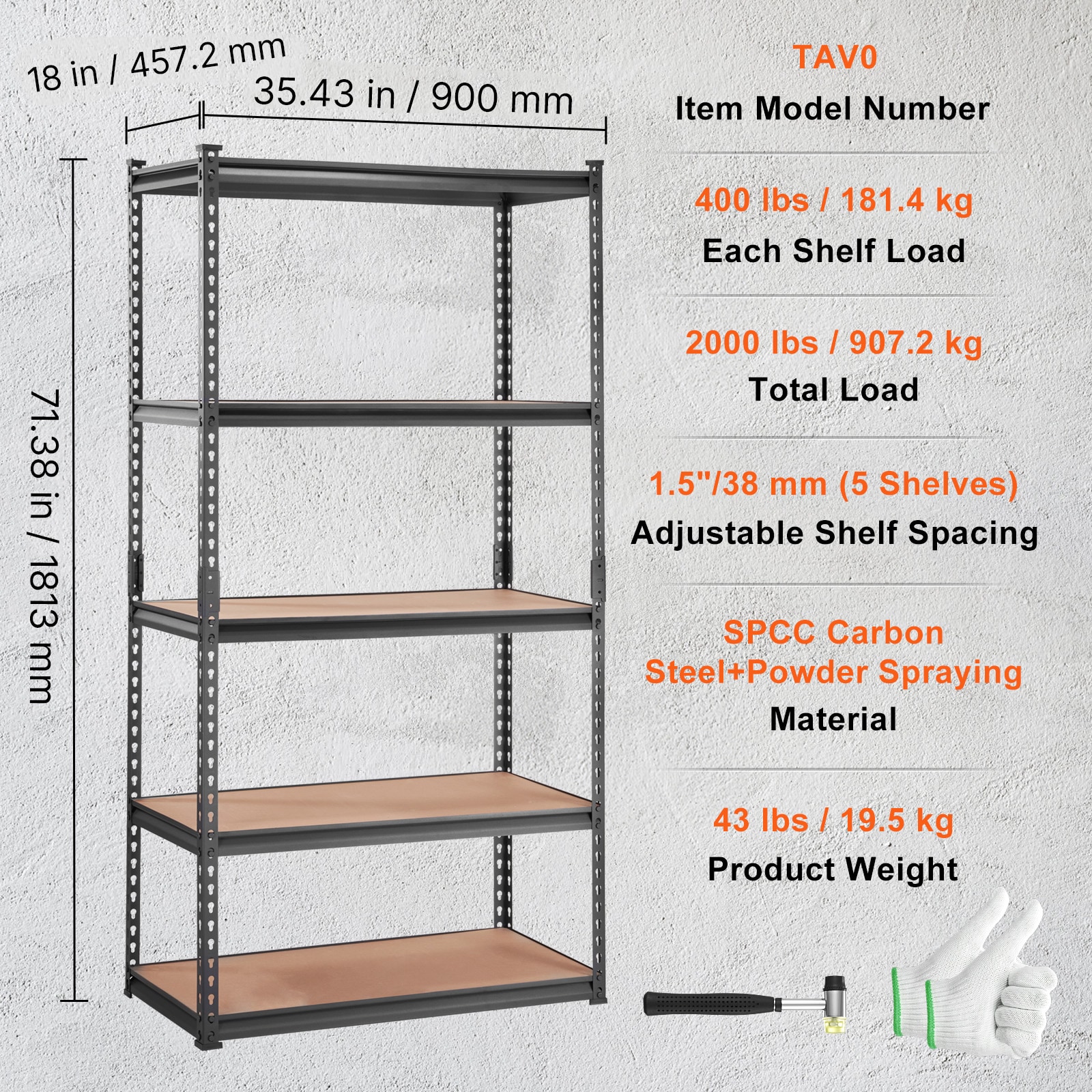 Heavy Duty Metal Storage Shelving 5 Tier Adjustable Utility Rack_voghion.com